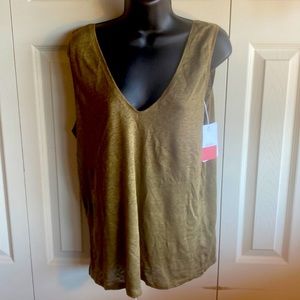 Clara NWT 100% Linen Sleeveless Vneck front & Back Blouse size-medium